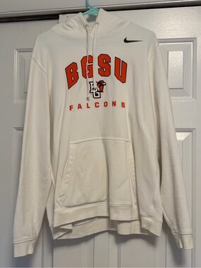 Nike White BGSU Falcons Pullover Hoodie with Orange Logo